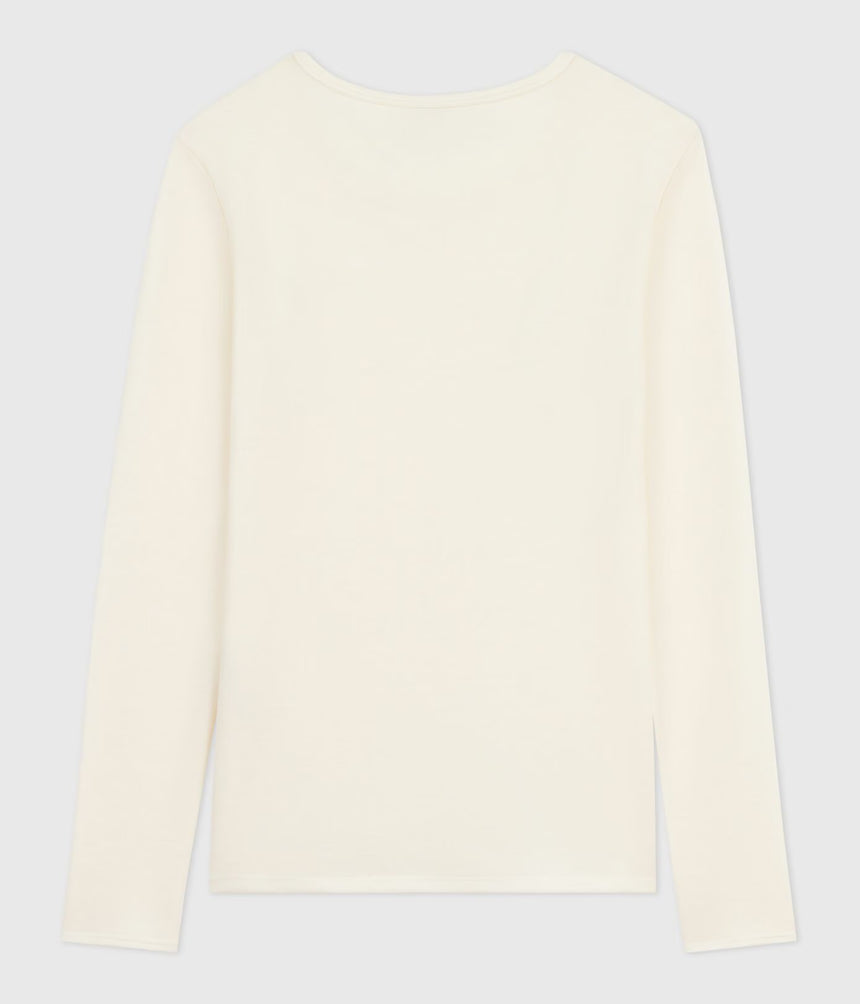THERMAL LONG-SLEEVED PLAIN WOOL AND COTTON T-SHIRT