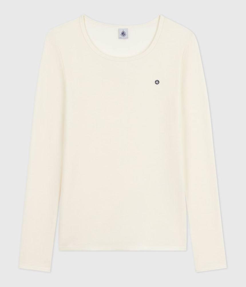 THERMAL LONG-SLEEVED PLAIN WOOL AND COTTON T-SHIRT