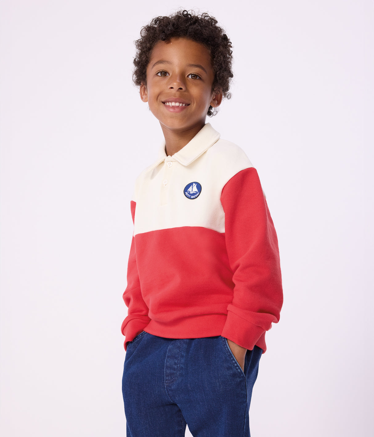 CHILDREN'S POLO-STYLE COTTON SWEATSHIRT