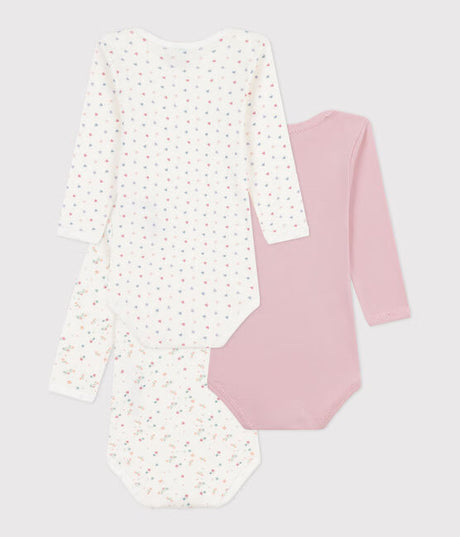 PACK OF BABIES LONG-SLEEVED FLORAL-PRINT COTTON BODIES