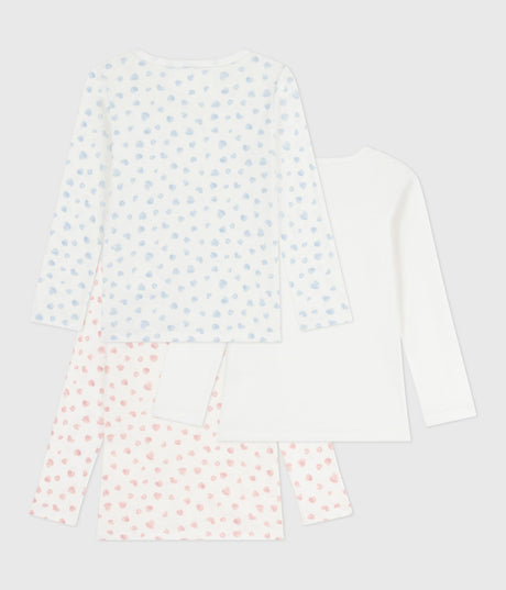 PACK PF CHILDRENS LONG-SLEEVED HEART-PRINT COTTON T-SHIRTS