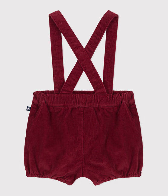 BABIES' PLAIN CORDUROY SHORTS WITH SHOULDER STRAPS BABIES' PLAIN CORDUROY SHORTS WITH SHOULDER STRAPS