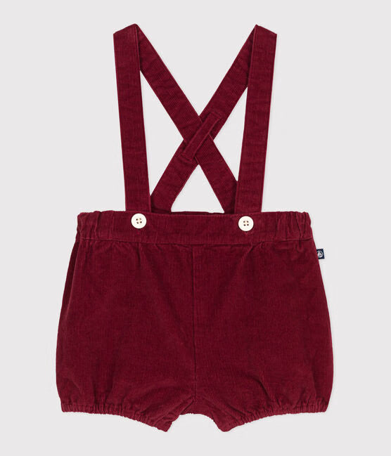 BABIES' PLAIN CORDUROY SHORTS WITH SHOULDER STRAPS BABIES' PLAIN CORDUROY SHORTS WITH SHOULDER STRAPS