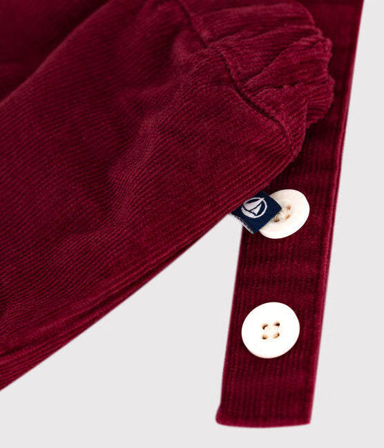 BABIES' PLAIN CORDUROY SHORTS WITH SHOULDER STRAPS