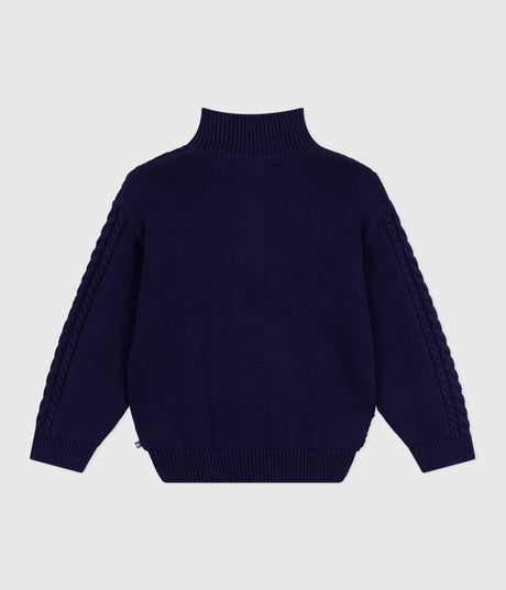 CHILDRENS PLAIN COTTON SHAWL-NECK JUMPER