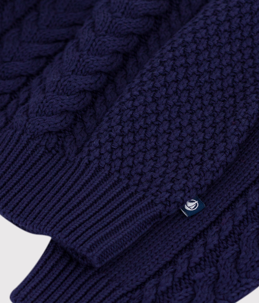 CHILDRENS PLAIN COTTON SHAWL-NECK JUMPER