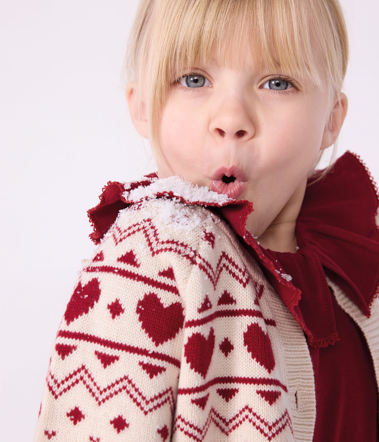 CHILDREN'S COTTON AND WOOL PATTERNED JACQUARD CARDIGAN