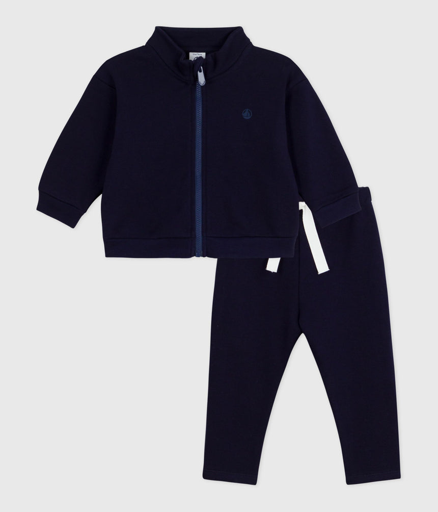 BABIES SWEATSHIERT AND TROUSERS SET IN PLAIN COTTON