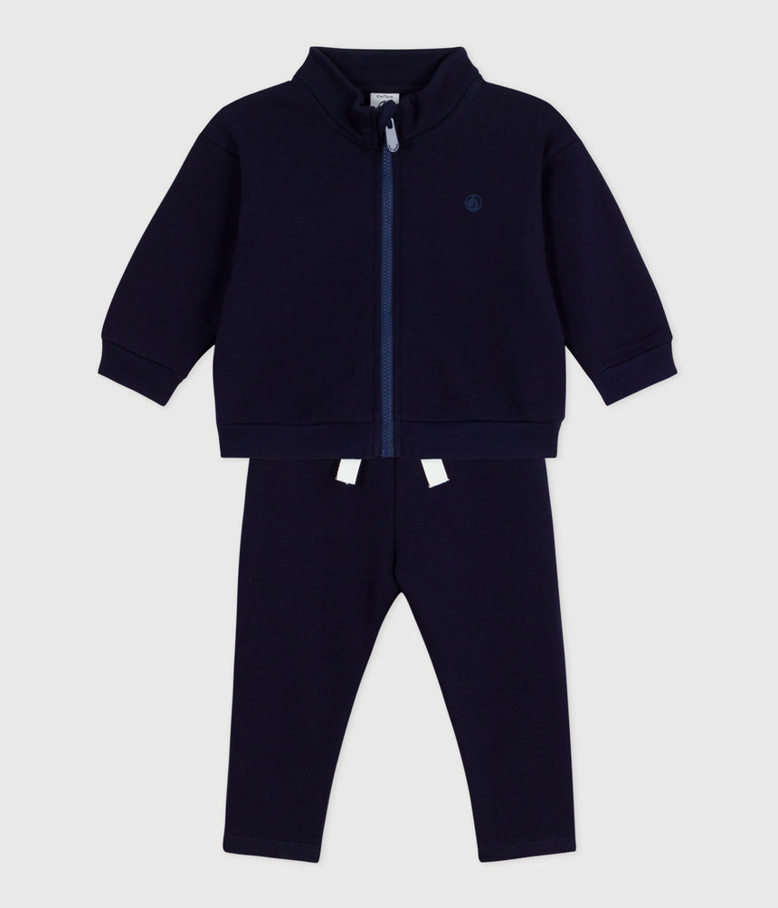 BABIES SWEATSHIERT AND TROUSERS SET IN PLAIN COTTON