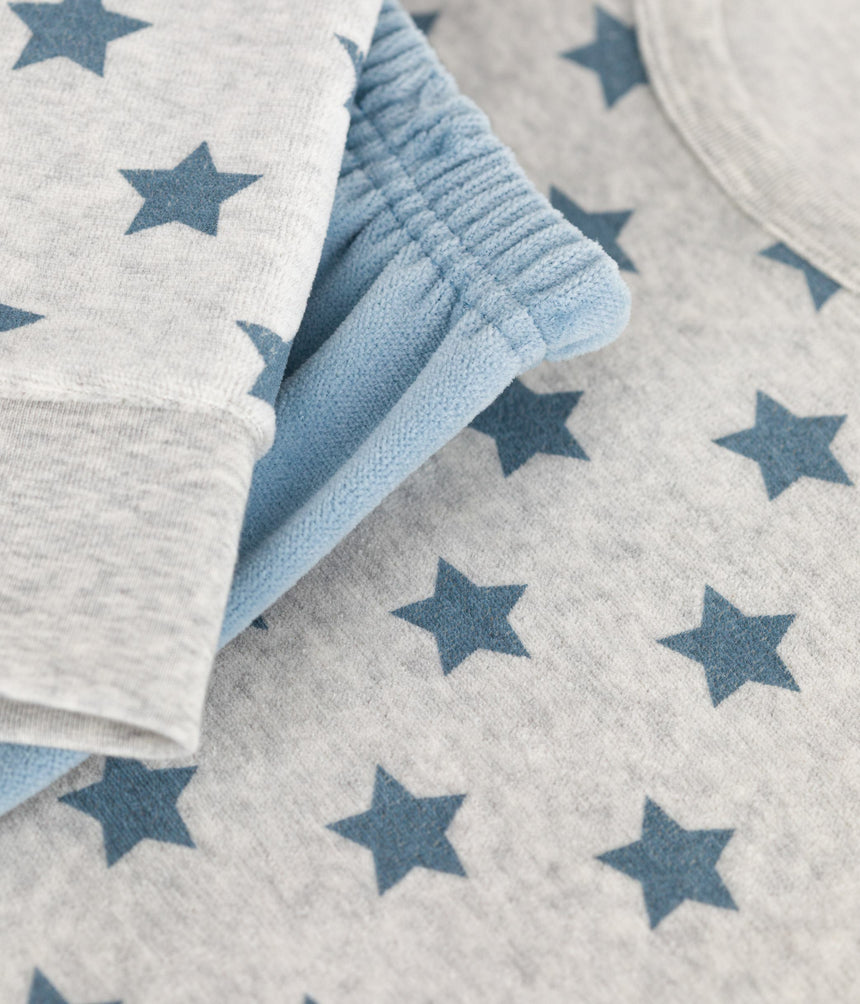 CHILDRENS STAR PRINT VELOUR PYJAMAS