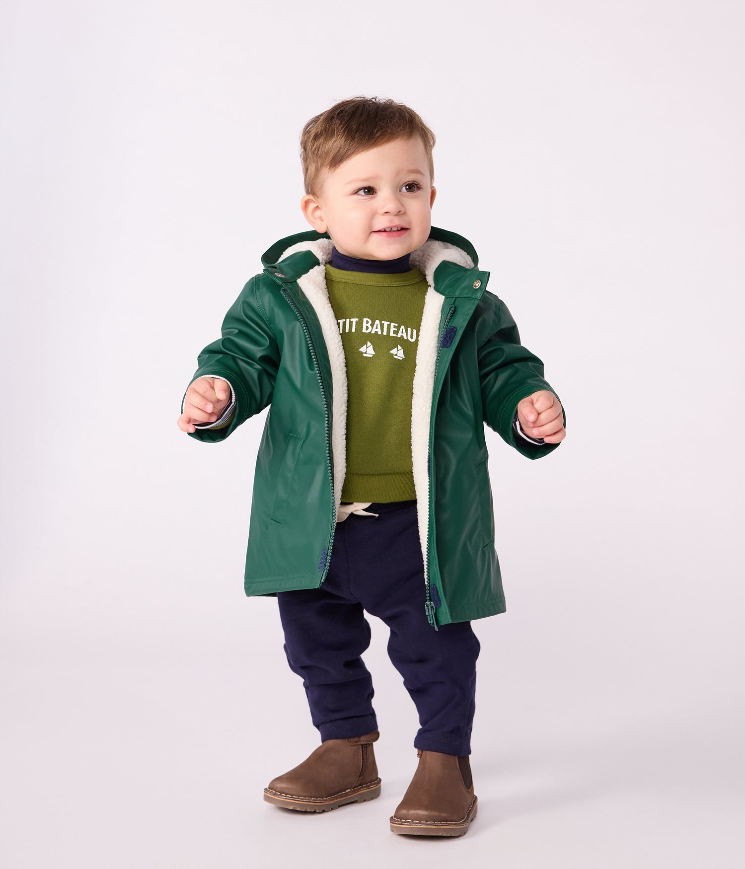 BABIES WARM SHERPA-LINED RAINCOAT BABIES WARM SHERPA-LINED RAINCOAT