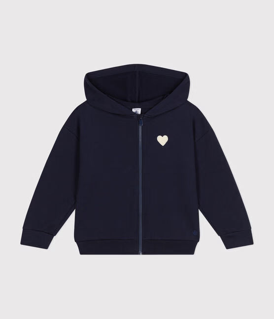 GIRLS HOODED ZIP-UP FLEECE SWEATSHIRT
