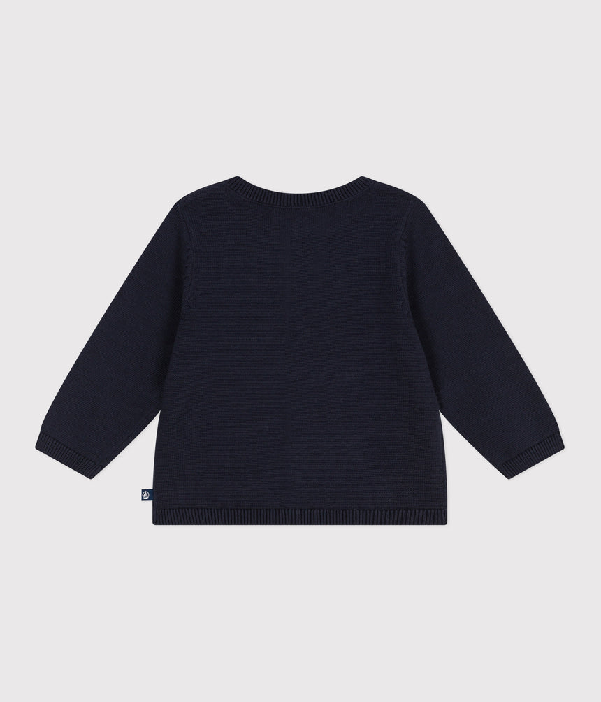 BABIES PLAIN KNITTED COTTON CARDIGAN