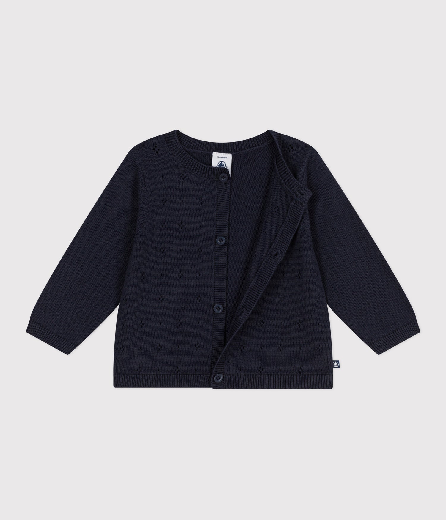 BABIES PLAIN KNITTED COTTON CARDIGAN BABIES PLAIN KNITTED COTTON CARDIGAN