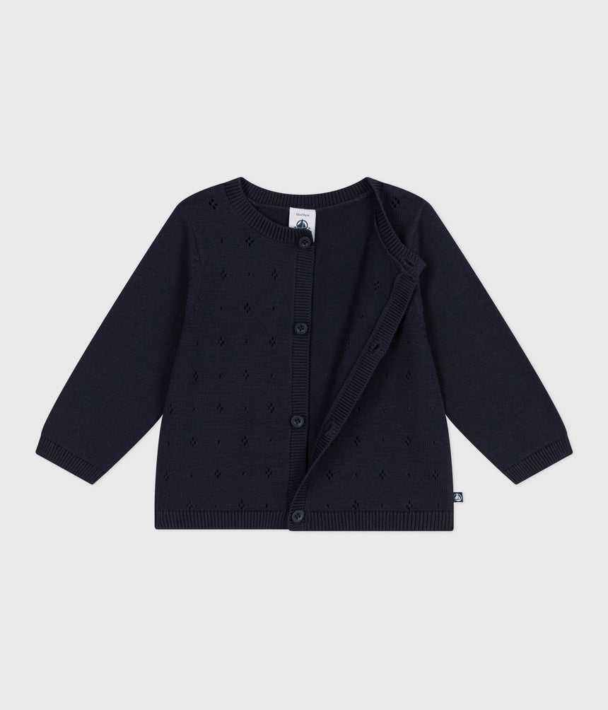 BABIES PLAIN KNITTED COTTON CARDIGAN