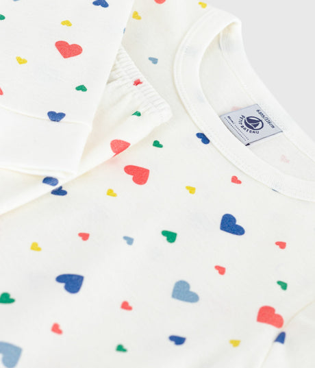 CHILRENS PYJAMAS IN COTTON WITH A HEART PRINT AND SUNG-FITTING LEGS