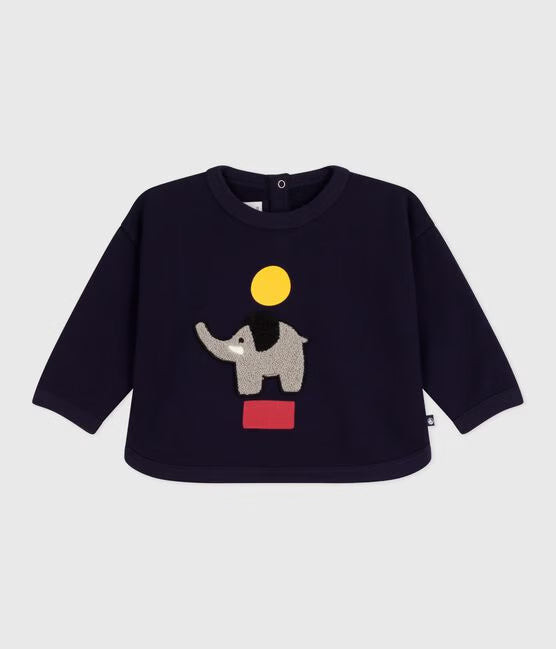 BABIES ELEPHANT PATTERNED COTTON SWEATSHIRT