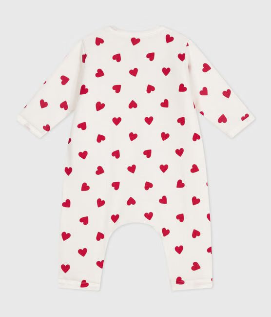 BABIES' PADDED HEART-PRINT COTTON PLAYSUIT