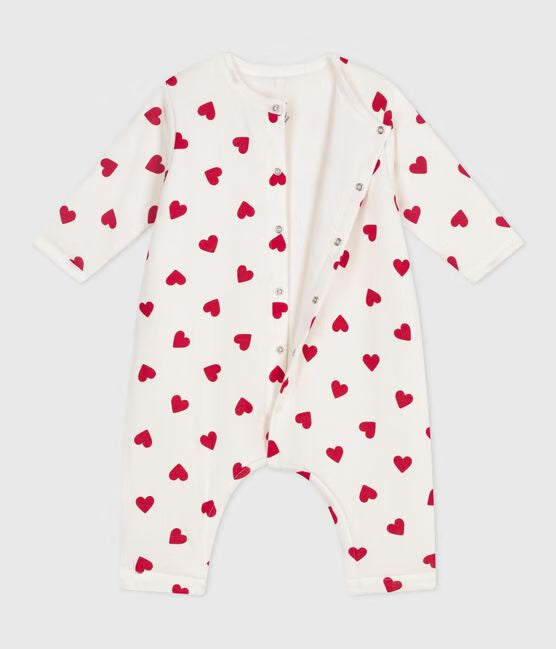 BABIES' PADDED HEART-PRINT COTTON PLAYSUIT