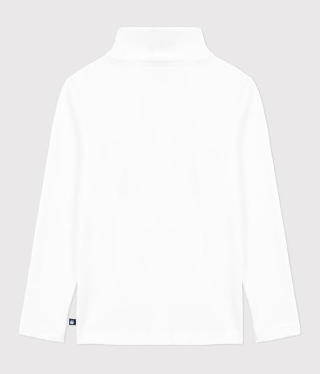GIRLS PRINTED OPENWORK COTTON ROLLNEACK TOP