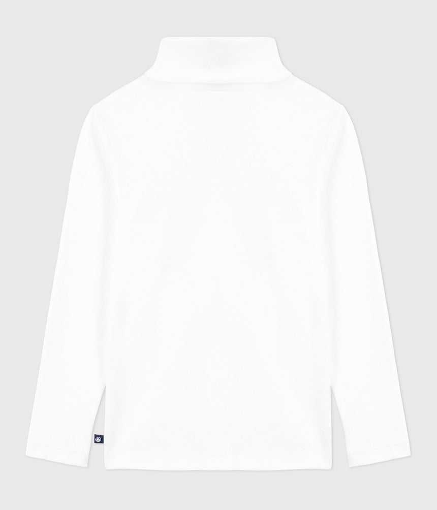 GIRLS PRINTED OPENWORK COTTON ROLLNEACK TOP