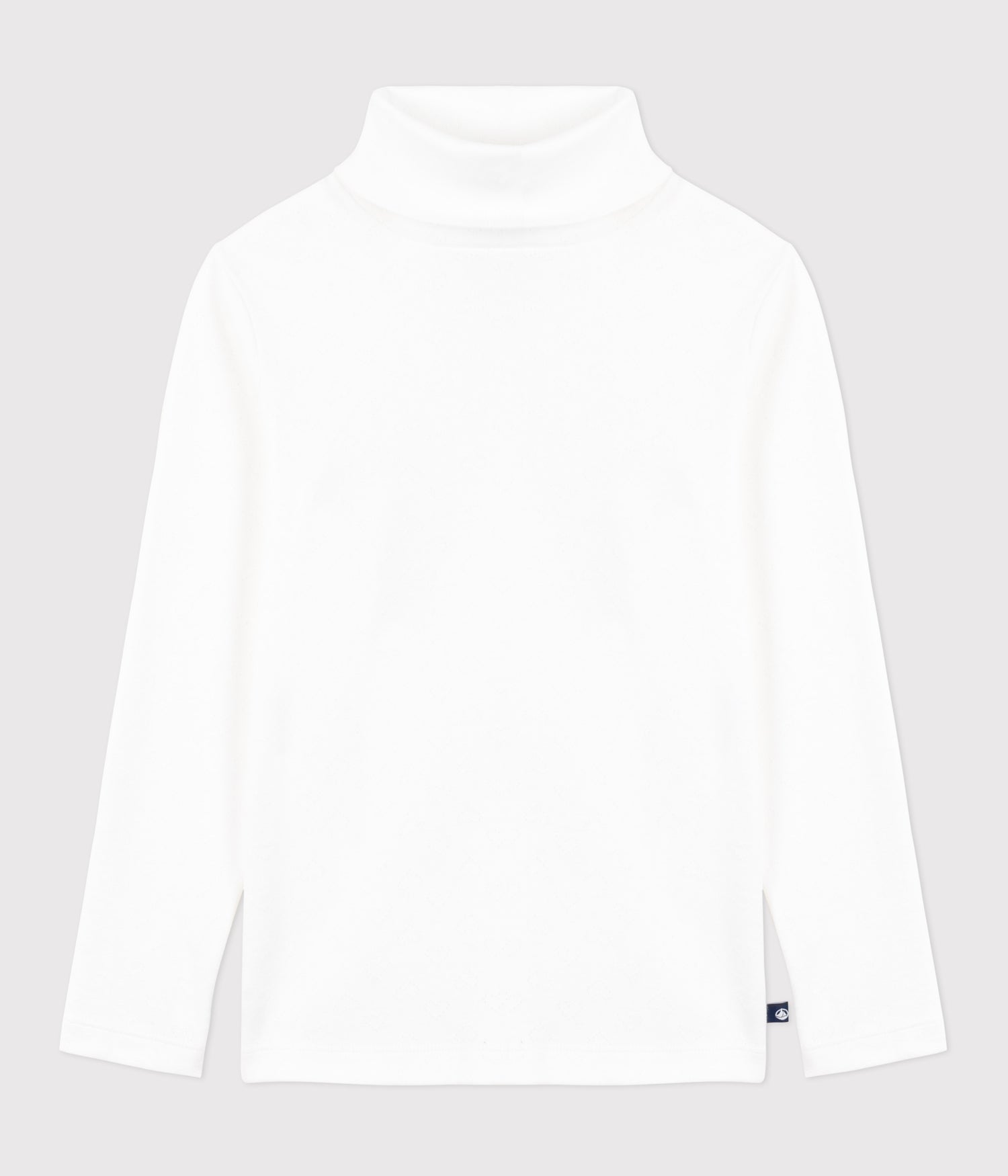GIRLS PRINTED OPENWORK COTTON ROLLNEACK TOP GIRLS PRINTED OPENWORK COTTON ROLLNEACK TOP
