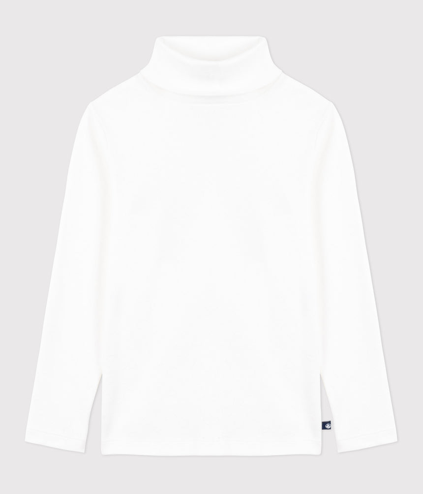 GIRLS PRINTED OPENWORK COTTON ROLLNEACK TOP