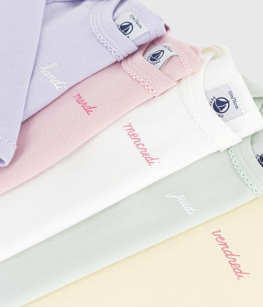 PACK OF LONG-SLEEVED DAYS OF THE WEEK COTTTON BODIES FOR BABIES