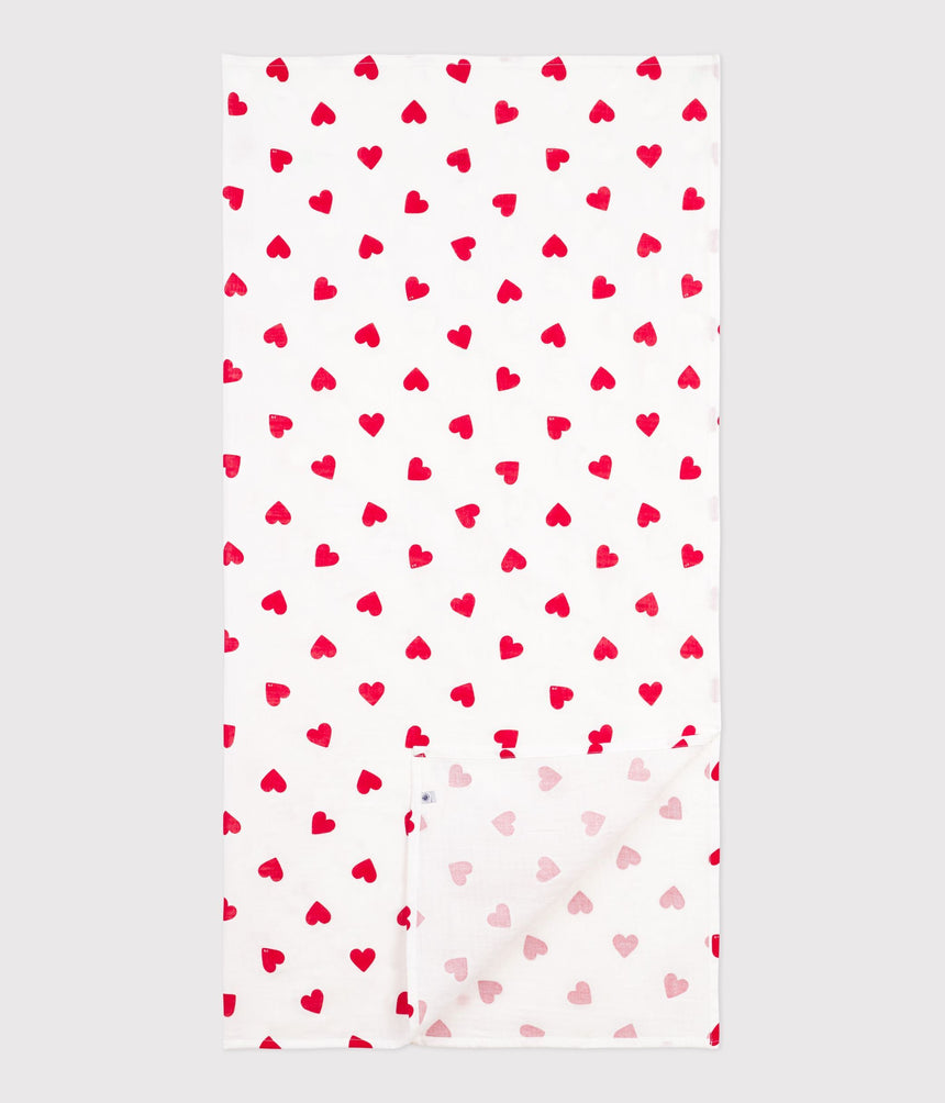 RED HEART PRINT COTTON MUSLIN FOR BABIES