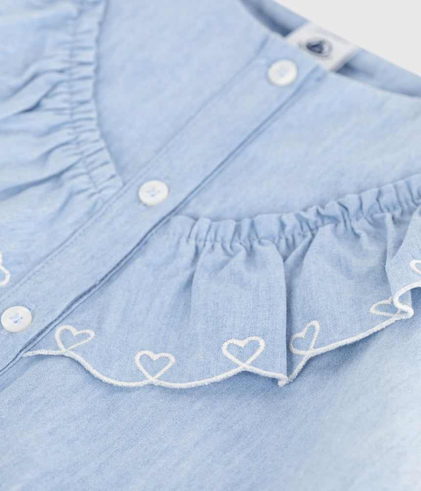 CHILDREN'S PLAIN SHORT-SLEEVED COTTON BLOUSE