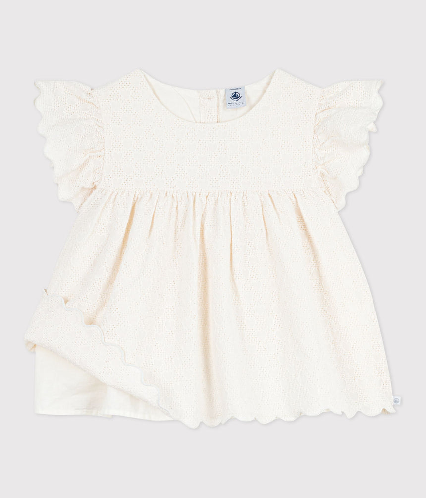CHILDREN'S SHORT-SLEEVED COTTON BLOUSE WITH A HEART PATTERN