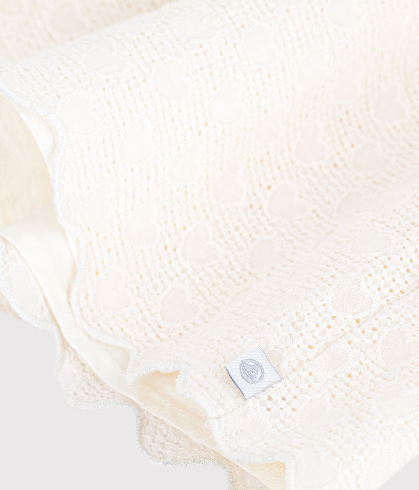 CHILDREN'S SHORT-SLEEVED COTTON BLOUSE WITH A HEART PATTERN