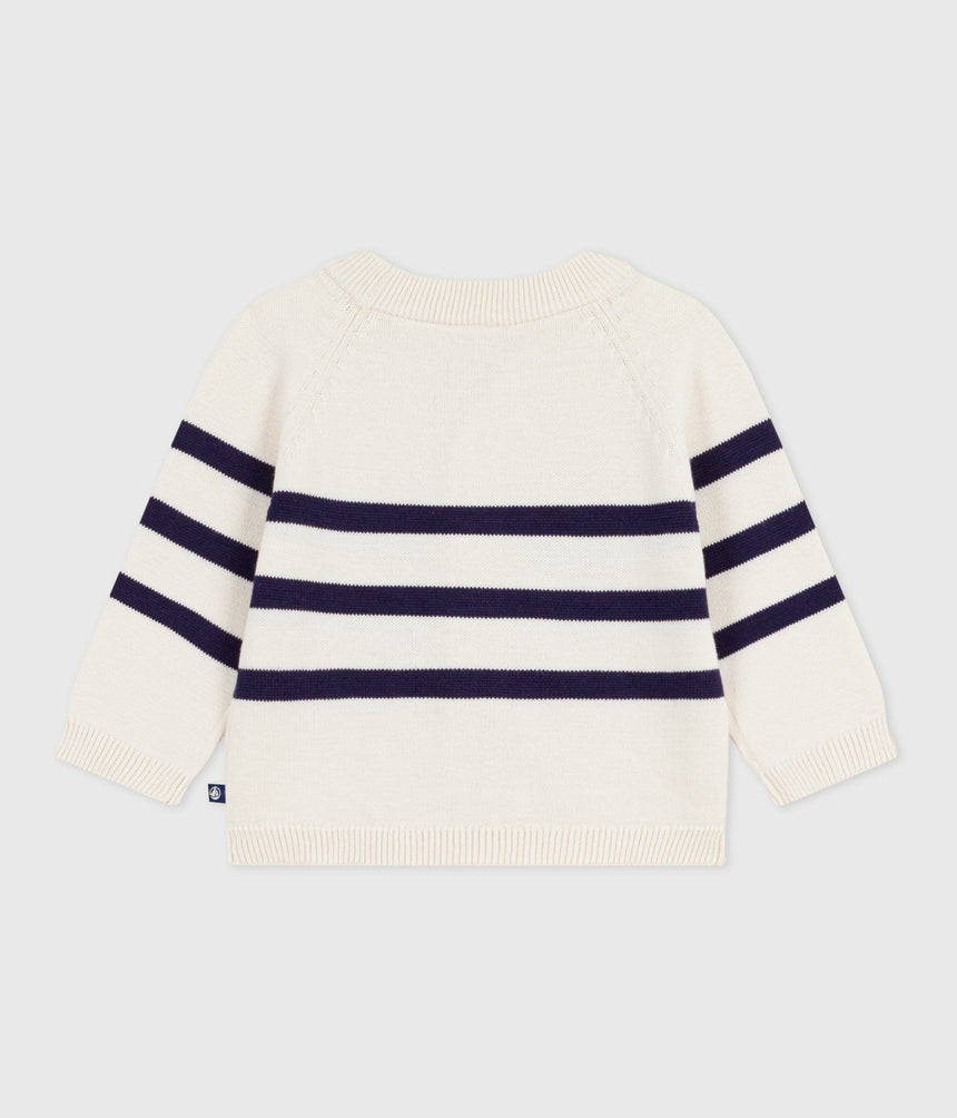 BABIES' STRIPY COTTON CARDIGAN