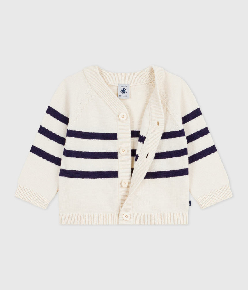 BABIES' STRIPY COTTON CARDIGAN