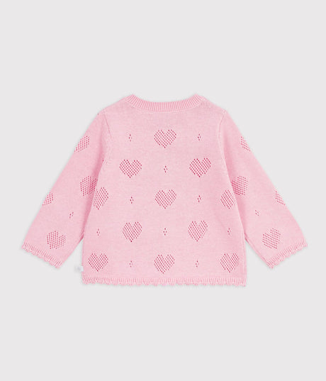 BABIES' COTTON CARDIGAN WITH A HEART PATTERN