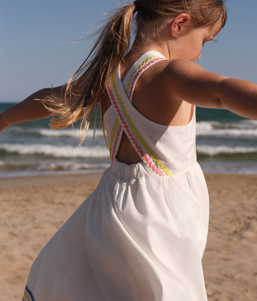 CHILDREN'S LONG COTTON DRESS WITH STRAPS