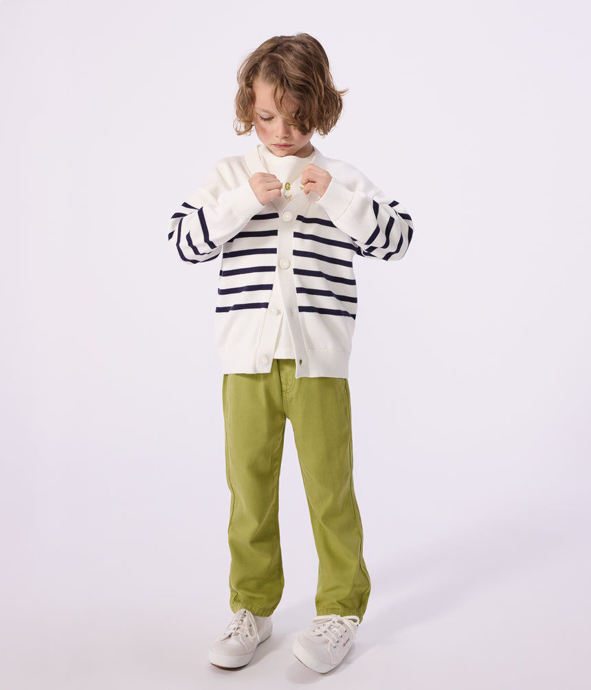 CHILDREN'S STRIPY COTTON CARDIGAN