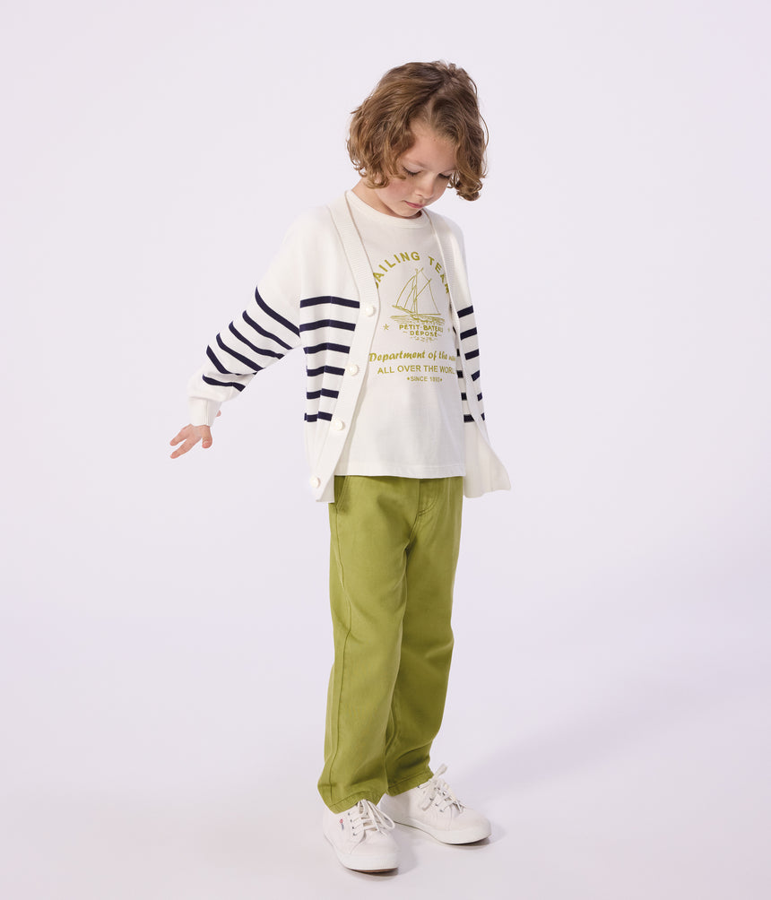 CHILDREN'S STRIPY COTTON CARDIGAN