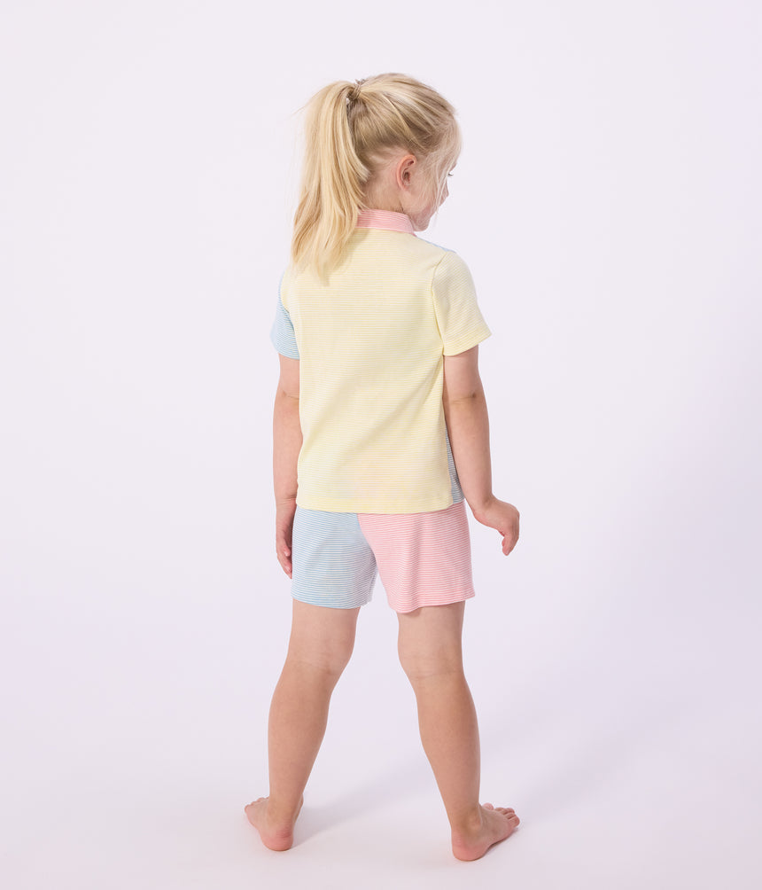 CHILDREN'S SHORT STRIPY BUTTONED COTTON PYJAMAS
