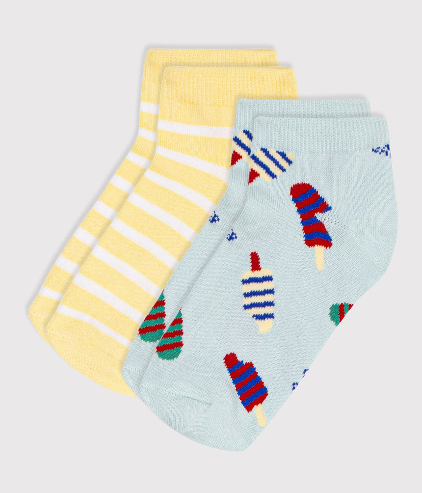 CHILDREN'S ICE-CREAM PRINT COTTON SOCKS - 2-PACK