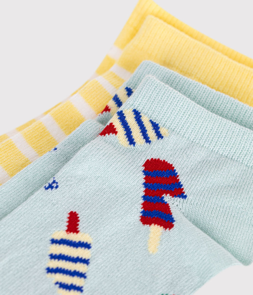 CHILDREN'S ICE-CREAM PRINT COTTON SOCKS - 2-PACK