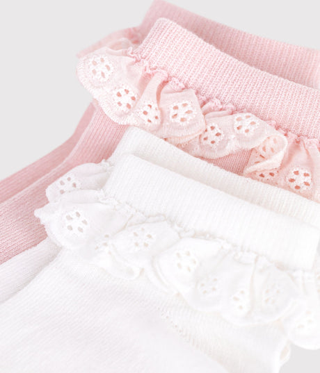 CHILDREN'S RUFFLED COTTON SOCKS - 2-PACK