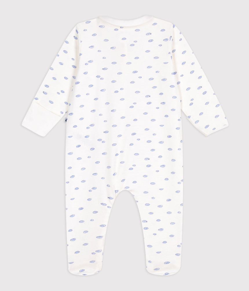 BABIES' COTTON PYJAMA SUIT WITH A SMALL CLOUD-DESIGN COLLAR