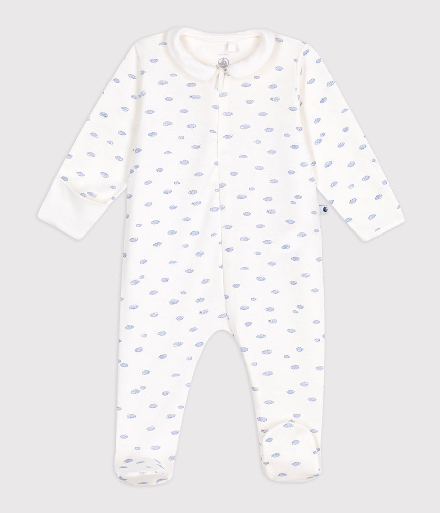BABIES' COTTON PYJAMA SUIT WITH A SMALL CLOUD-DESIGN COLLAR