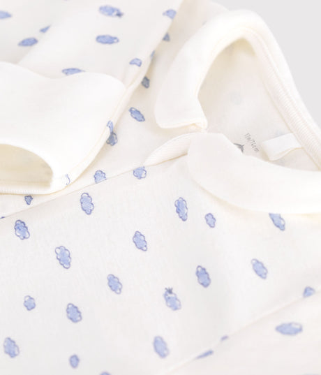 BABIES' COTTON PYJAMA SUIT WITH A SMALL CLOUD-DESIGN COLLAR
