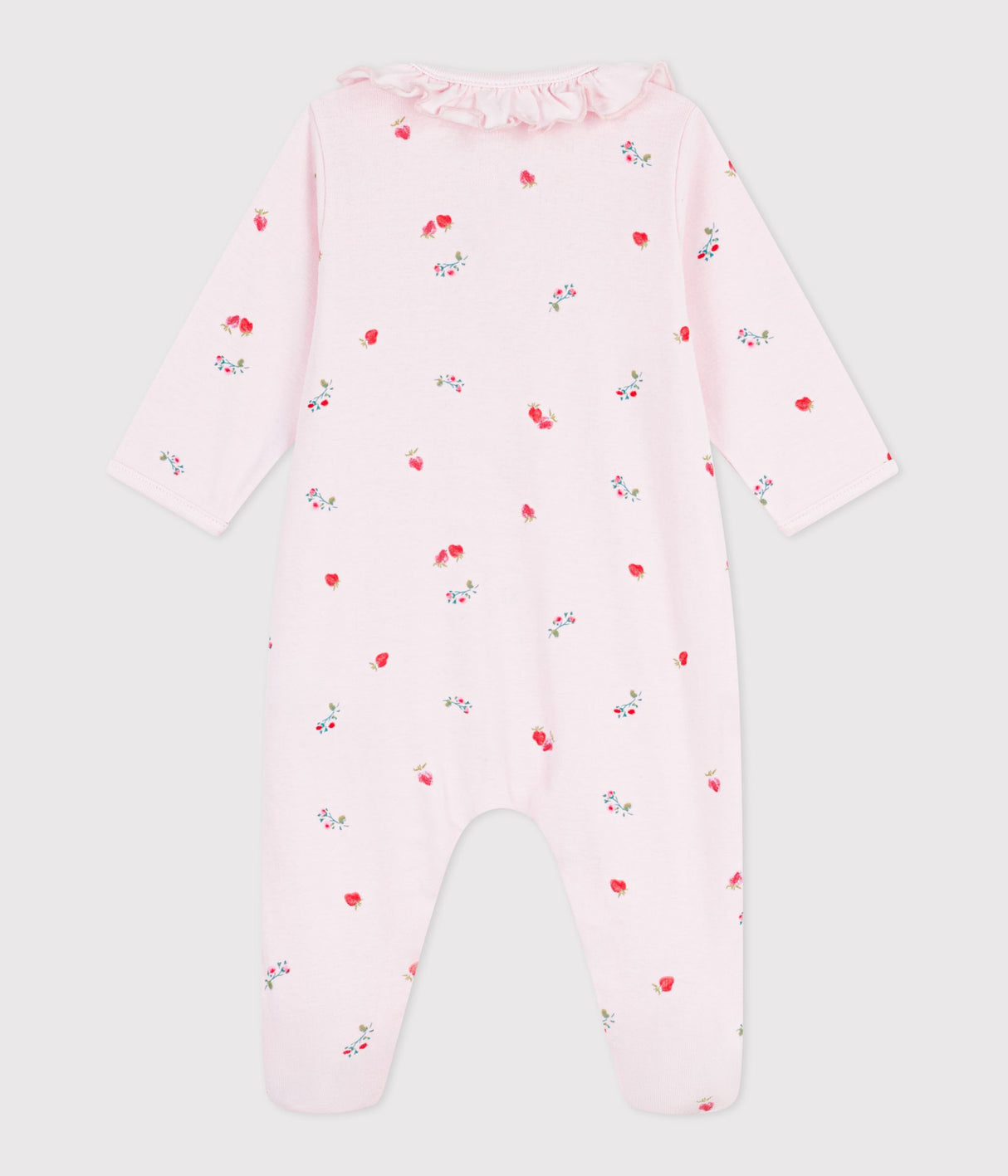 BABIES' FLORAL COTTON PYJAMA SUIT WITH A COLLAR