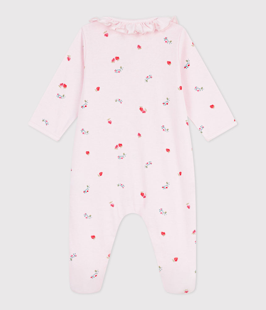 BABIES' FLORAL COTTON PYJAMA SUIT WITH A COLLAR