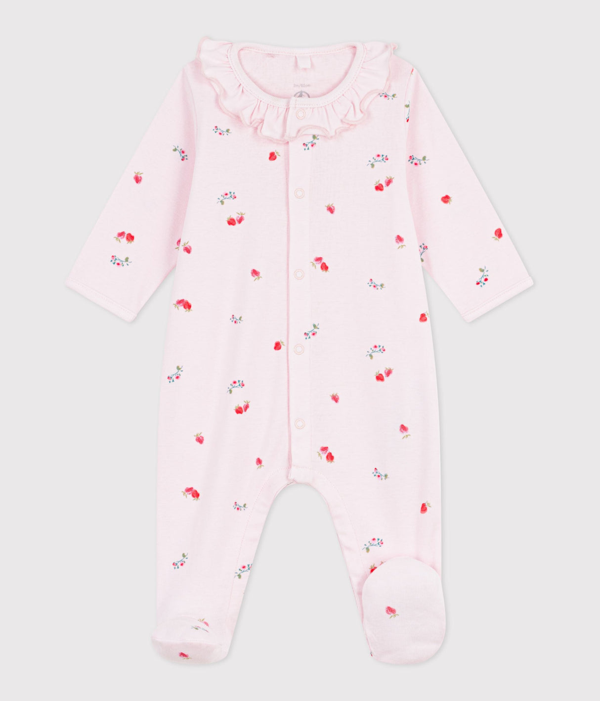 BABIES' FLORAL COTTON PYJAMA SUIT WITH A COLLAR