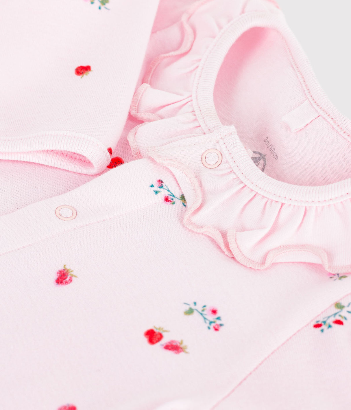 BABIES' FLORAL COTTON PYJAMA SUIT WITH A COLLAR