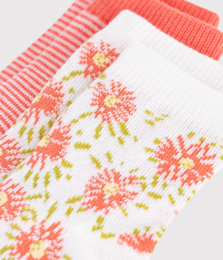 BABIES' FLORAL-PRINT COTTON SOCKS - 2-PACK